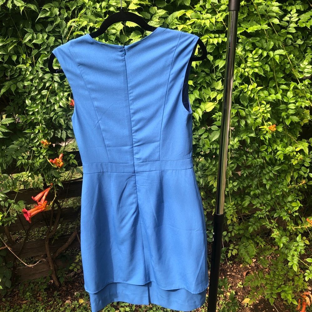 Blue Shift Dress with Ruffle - Picture 2 of 2